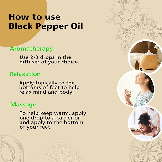 Black Pepper Essential Oil 1 Oz ??100% Pure Natural Black Pepper Oil for Diffuser, Massage, DIY