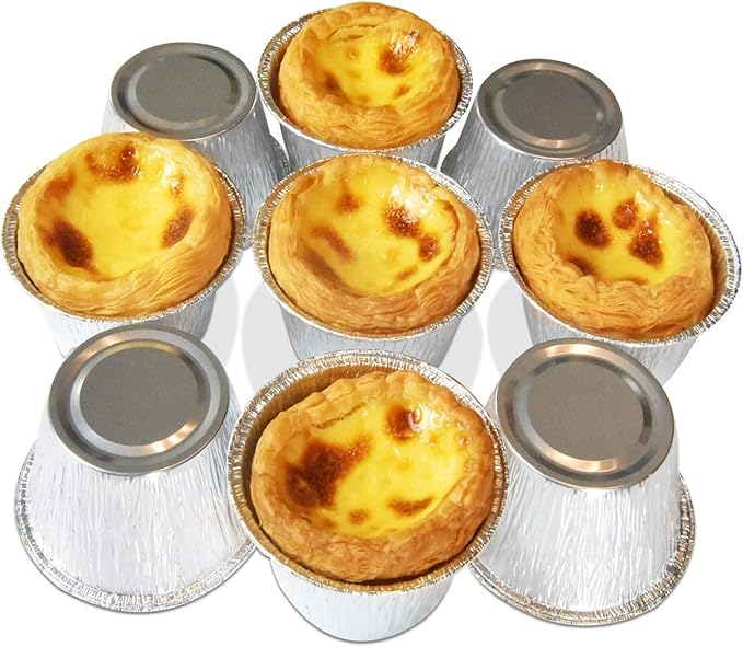 Aluminum Foil Baking Cups, Disposable Ramekin 4 Oz Silver Foil Cupcake liners, 150 Pcs Aluminum