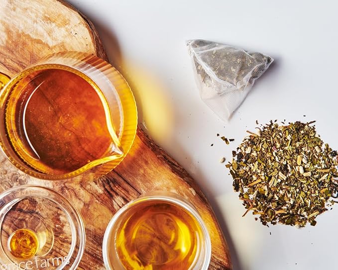 Grace Farms REVIVE Wellness Organic Tea Blend (100 Enveloped Pyramid Sachets w/ String & Tag) |