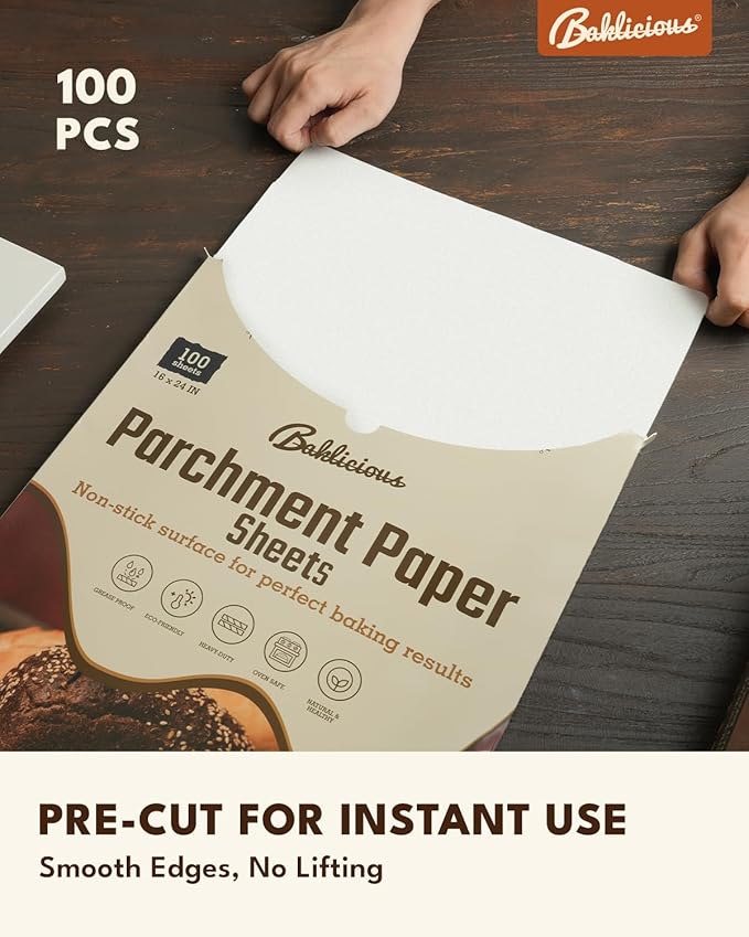 16x24 inch Heavy Duty Parchment Paper Sheets, 100Pcs Precut Non-Stick Full Parchment Paper for