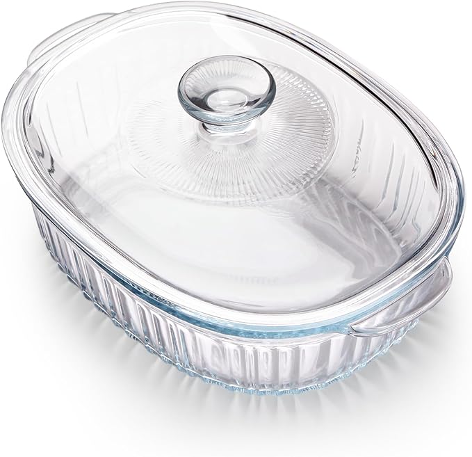 NUTRIUPS 1.9QT Oval Glass Casserole Dish with Glass Lid, Borosilicate Glass,Oval Casserole Dish for