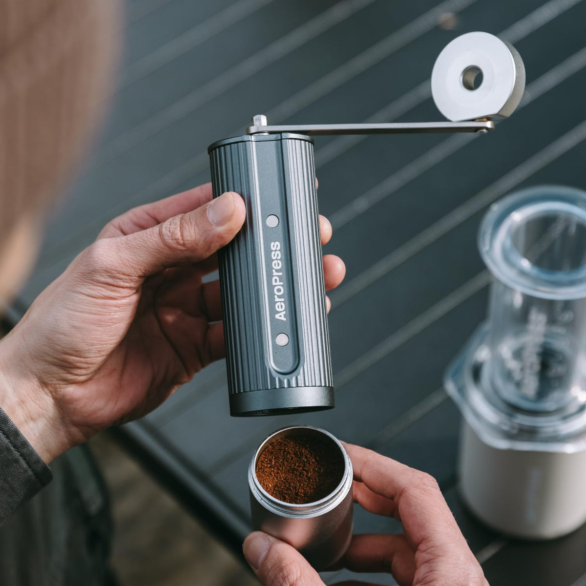 AeroPress Manual Coffee Grinder, Portable Hand Burr Grinder