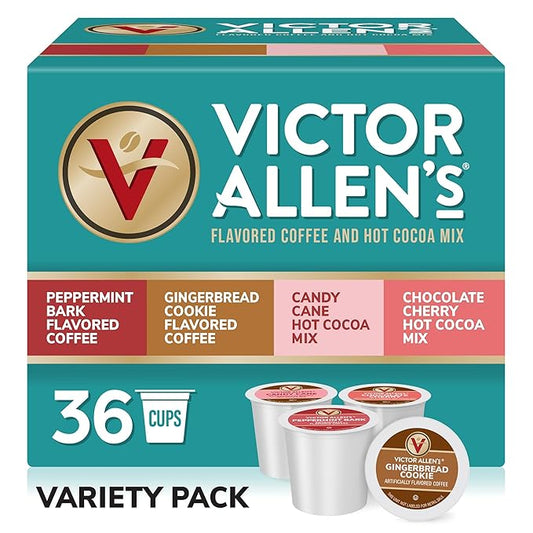 Victor Allen's Coffee Holiday Favorites Coffee & Hot Cocoa Mix Variety Pack, 36 Count, Single Serve