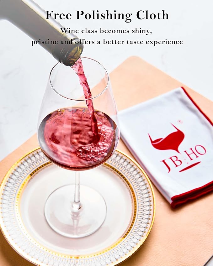 JBHO Hand Blown Italian Style Crystal Bordeaux Wine Glasses - Great Gift Packaging - Red Wine