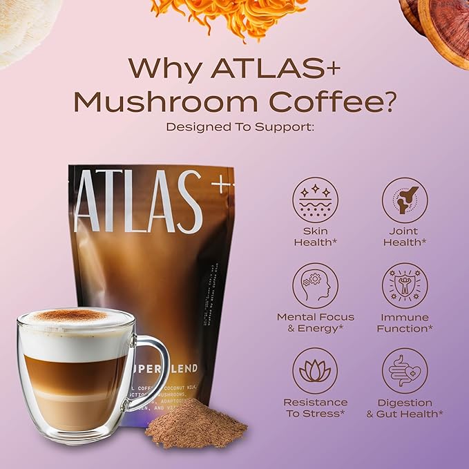 Atlas+ Latte Superblend??Instant Mushroom Coffee with Lion?™s Mane, Reishi, Cordyceps, Ashwagandha