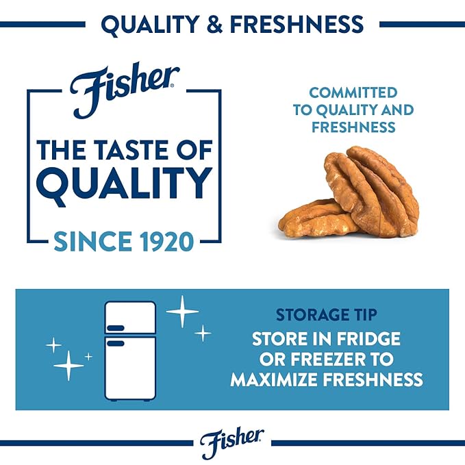 Fisher Chef's Naturals Pecan Halves 23 oz 100% Resealable Jar, Unsalted Raw Nuts for Cooking