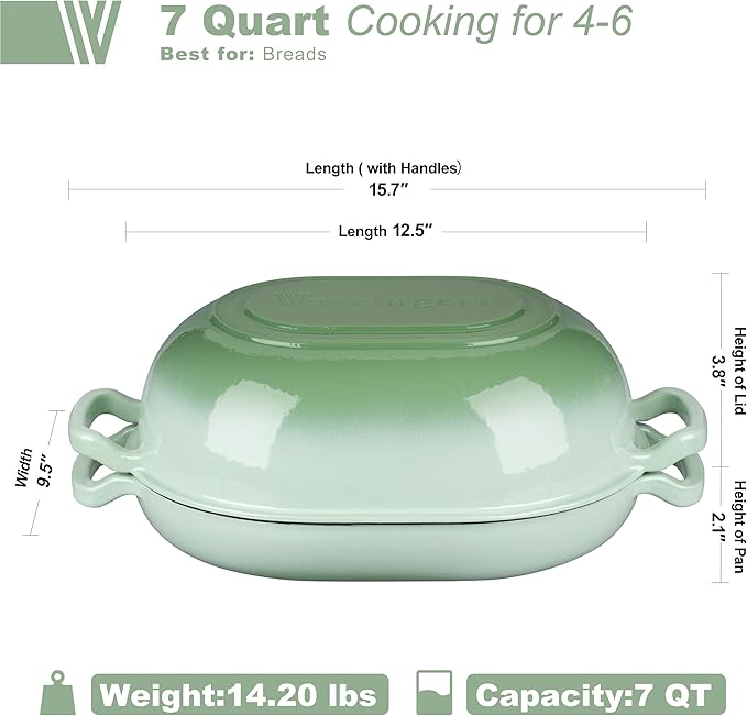 Enameled Cast Iron Sourdough Bread Oven, Dutch Oven, Loaf Cast Iron Bread Pan for Homemade Bread