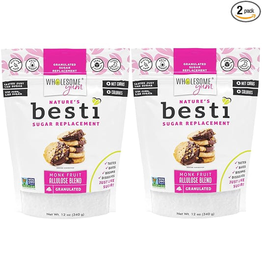 Wholesome Yum Besti Natural Sugar Substitute - Keto Granulated Monk Fruit Sweetener Blend With