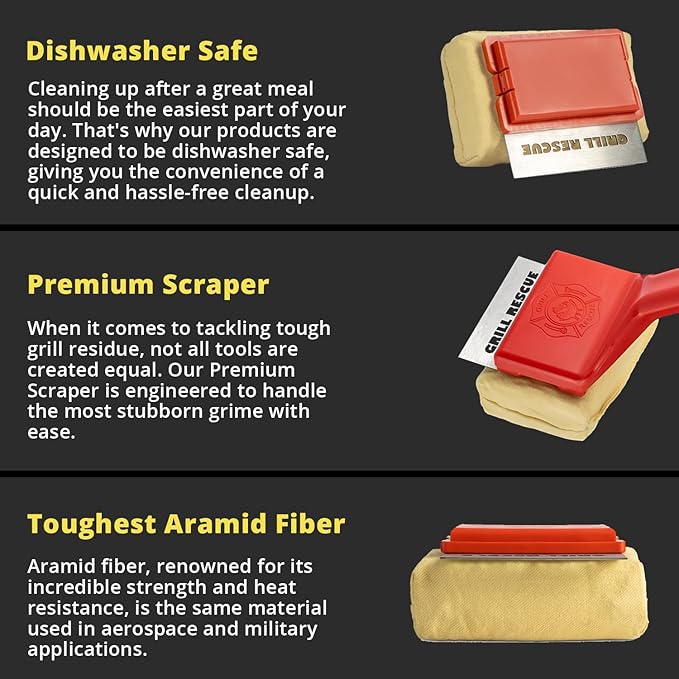 Grill Rescue BBQ Replaceable Cleaning Head, Bristle Free - Durable and Unique Grill Tools for Cast