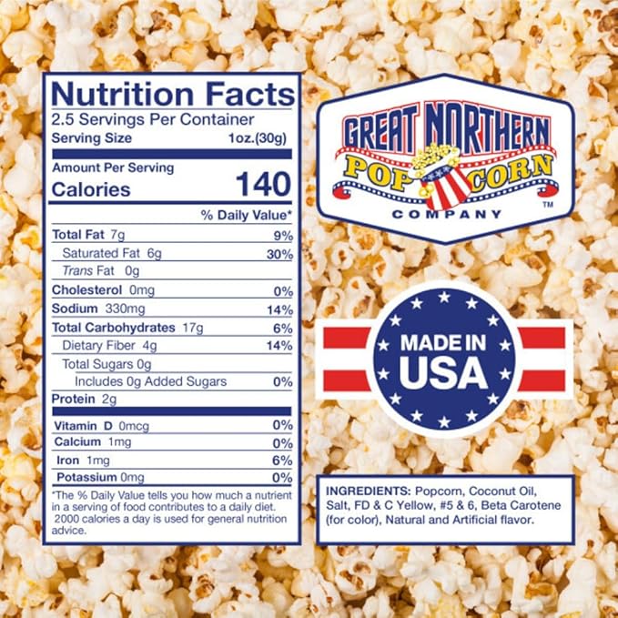 2.5oz Popcorn Machine Popcorn Packets - All-in-One Movie Theater Style Kernels, Salt, and Oil Packs