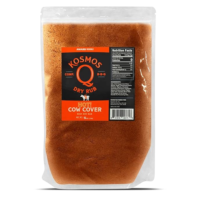 Kosmos Q Hot Cow Cover BBQ Rub, Savory & Spicy Seasoning with Chili Pepper, Garlic & Paprika For