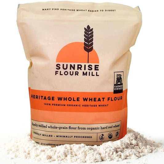 Sunrise Flour Mill Heritage Organic Whole Wheat Flour - 5 lbs | Milled from red hard wheat within
