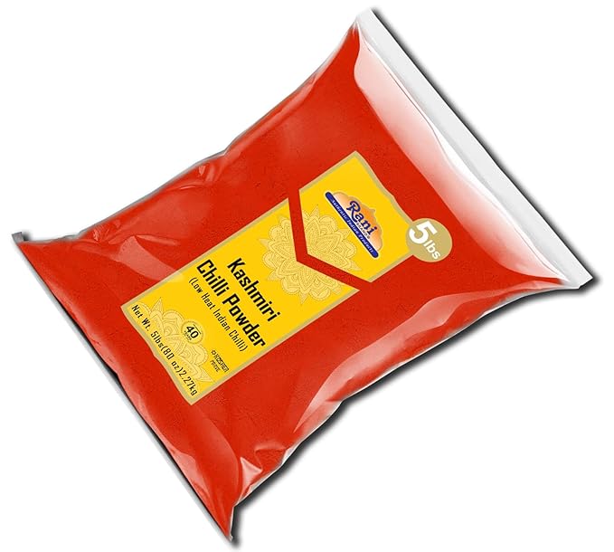 Rani Kashmiri Chilli Powder (Deggi Mirch, Low Heat) Ground Indian Spice 80oz (5lbs) 2.27kg Bulk ~