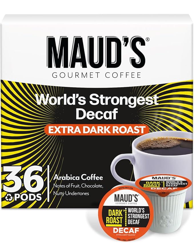 Maud's World's Strongest Decaf Dark Roast Coffee Pods, 36 ct, Decaffeinated Dark Roast Coffee in
