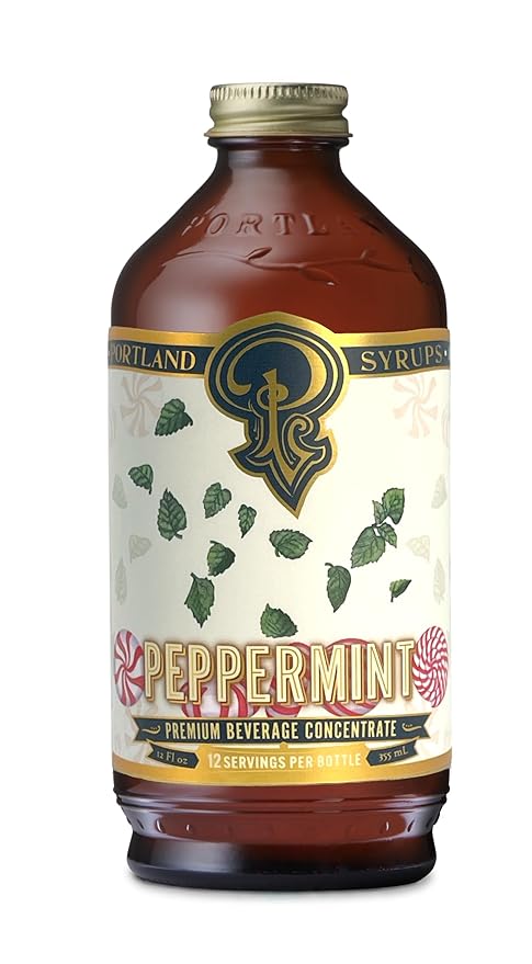 Portland Syrups Peppermint Syrup for Lattes, Coffee & Mocktails - Organic Cane Sugar & Peppermint