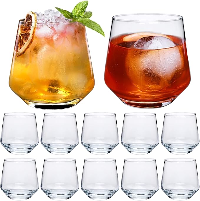 Wine Glasses Set of 12, 13 oz Heavy Base Glasses Drinking Glasses for Scotch, Cocktail, Whiskey and