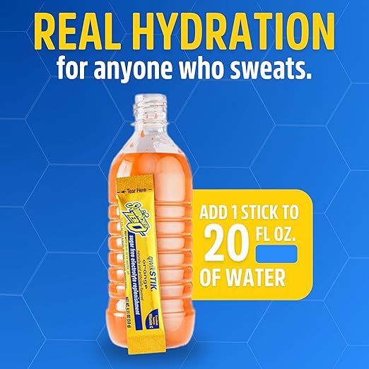 Sqwincher Zero Qwik Stik, Orange, Sugar Free, Low Calorie, Low Sodium Electrolyte Powder Hydration