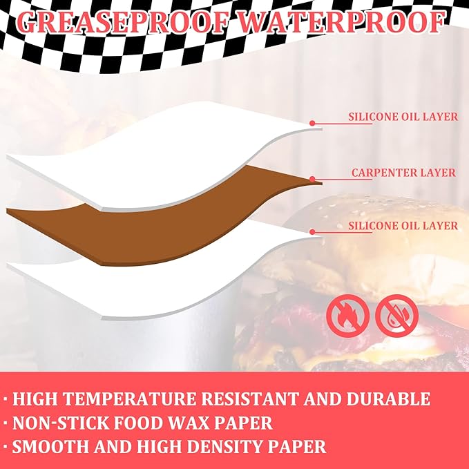 Tanlade 1000 Pcs Deli Paper Sheets 12 x 12 Inches Sandwich Paper Deli Basket Liner Wrap Food Basket