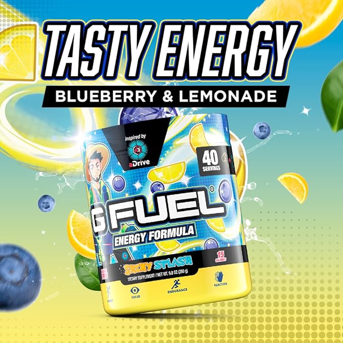 G fuel aDrive Energy Drink Powder, Pre Workout Caffeine Mix for Gaming, Sugar Free Focus Amino