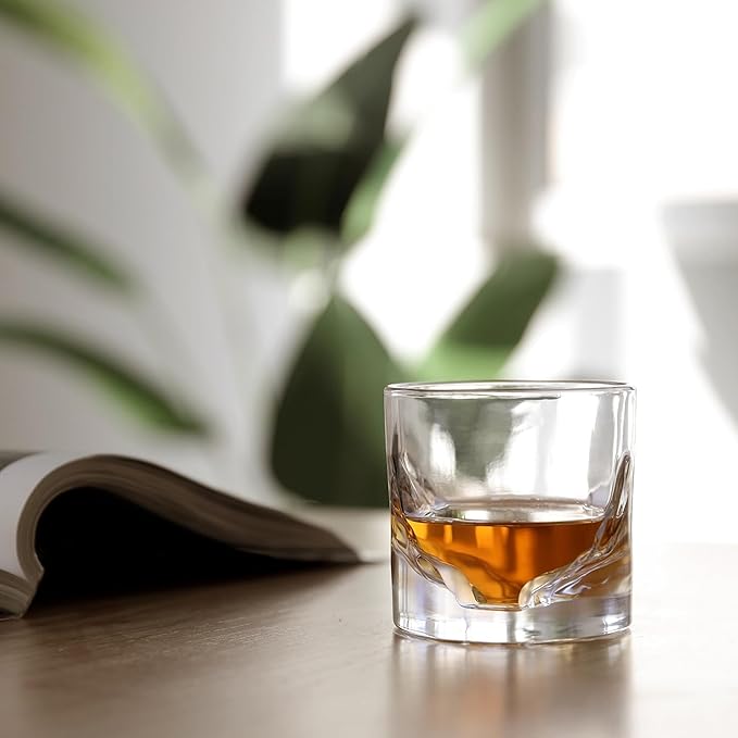 Grand Canyon Heavy Crystal Whiskey Glasses Gift Set of 4, Thick Freezable Bourbon Glass 1lb Each