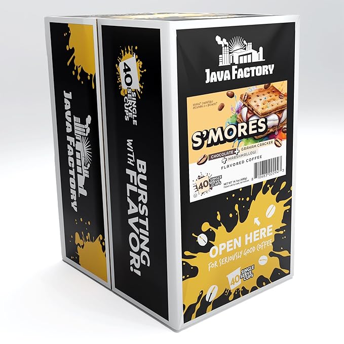 Java Factory Coffee Pods Chocolate, Graham Cracker and Marshmallow Flavored Coffee for Keurig K-Cup