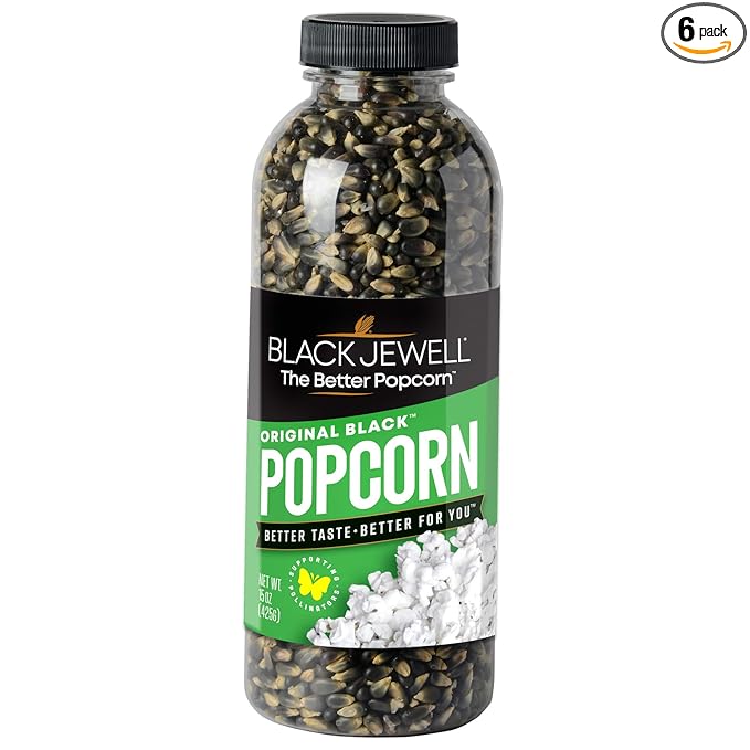 Black Jewell Gourmet Popcorn Kernels, Original Black, 15 Ounces (Pack of 6)