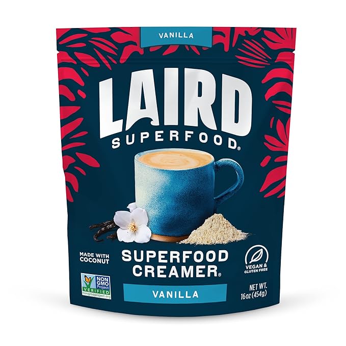 Laird Superfood Non-Dairy Original Superfood Vanilla Coconut Powder Coffee Creamer, Gluten Free