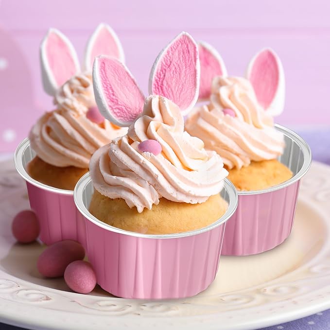 Hushee 600 Pcs Aluminum Foil Baking Cups with Lids and Spoons 5oz Disposable Ramekins Dessert