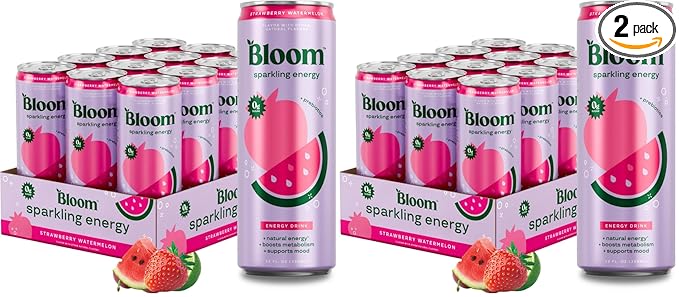 Bloom Nutrition Sparkling Energy Drink - Natural Caffeine, Zero Sugar, 180mg Caffeine