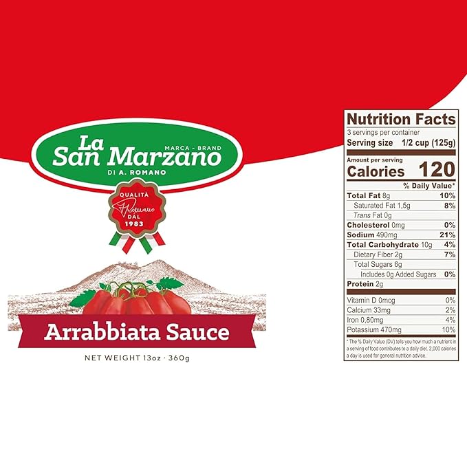 La San Marzano Arrabiata Sauce, 13 oz, Pasta Sauce Made in Italy, All Purpose Tomato Premium