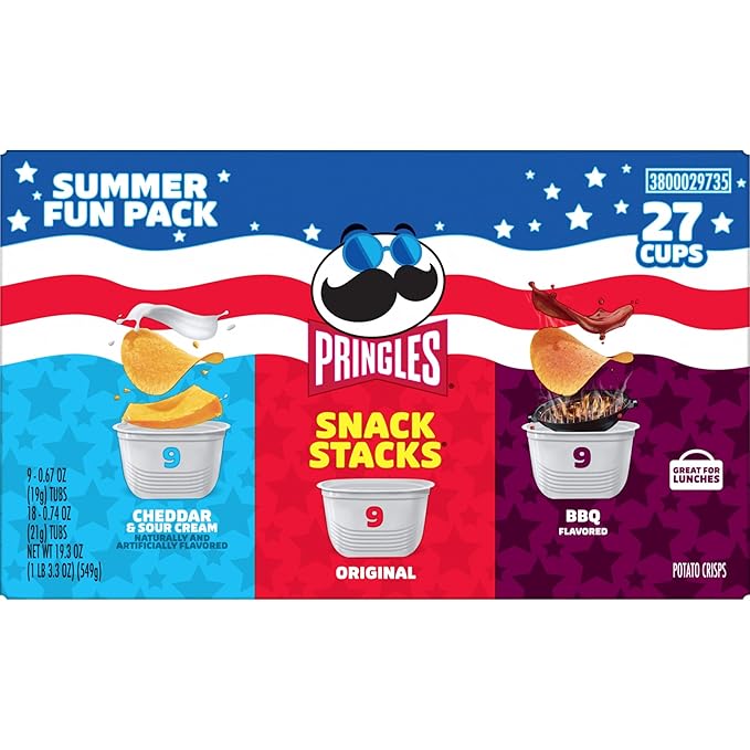 Pringles Potato Crisps Chips, Lunch Snacks, On-the-Go Snacks, Snack Stacks, Variety Pack, 19.36oz