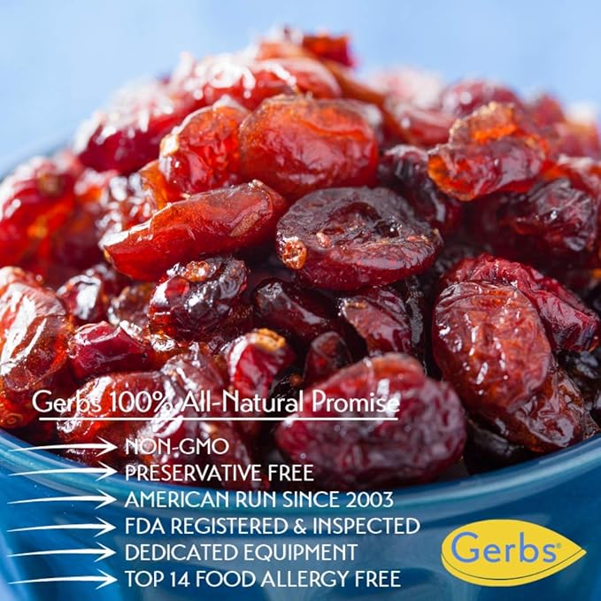 Gerbs Dried Cranberries 2 lbs. | Unsulfured, No Additives, Resealable Bag | Naturally Tart & Juicy