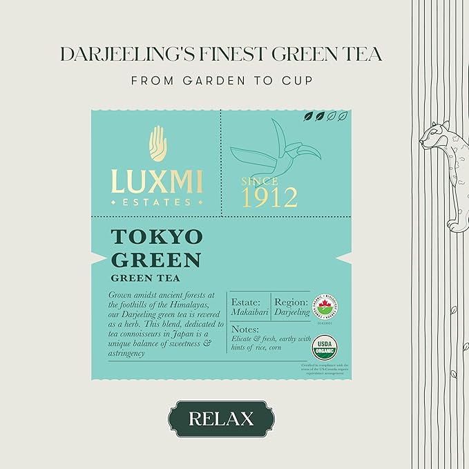 Luxmi Estates - Tokyo Green - Organic Makaibari Darjeeling Green Tea - Loose Leaf - 100g (50 Cups)
