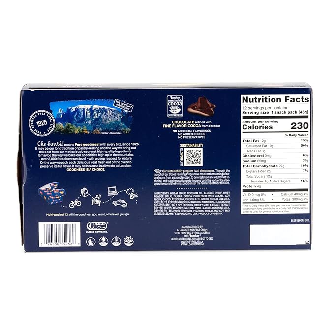 Loacker Classic Chocolate Wafers - Premium Crispy Wafer Cookies with Chocolate Cream Filling