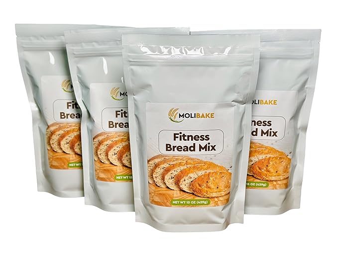 Molibake Fitness Bread Mix ??Pack of 4 ??All-Natural High-Fiber Bread Mix for Bread Machine and