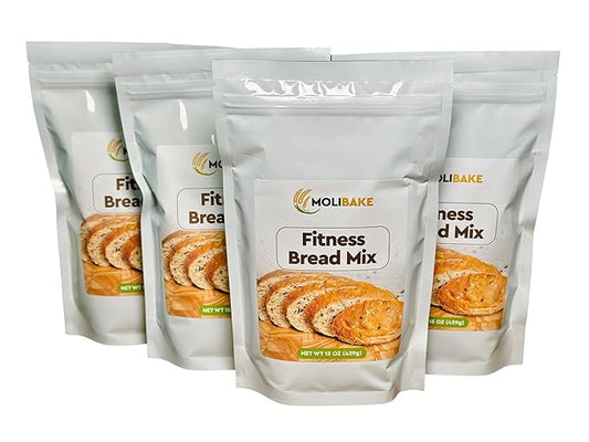 Molibake Fitness Bread Mix ??Pack of 4 ??All-Natural High-Fiber Bread Mix for Bread Machine and
