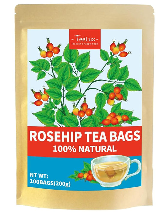 TeeLux Rose Hips Tea Bags, Premium Rosehip Herbal Tea, Fruity Flavor and Aroma, Caffeine-free, 100