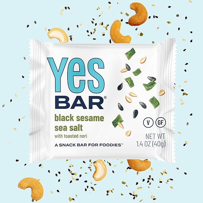 The YES Bar ??Black Sesame Sea Salt ??Plant Based Protein, Decadent Snack Bar ??Vegan, Paleo