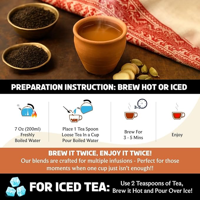 BREWIX, Royal Bengal Masala Chai Tea with Ginger and Cardamom | Loose Leaf CTC TEA (50+ Cups