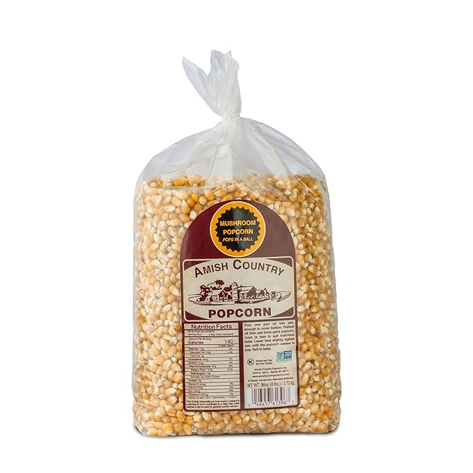 Amish Country Popcorn | 6 lb Bag | Mushroom Popcorn Kernels | Old Fashioned, Non-GMO and Gluten