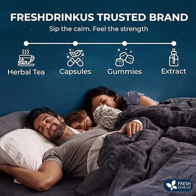 FreshDrinkUS, Premium 55 Tea Bags Better Sleep Herbal Tea | Caffeine-Free Loose Leaf Blend with