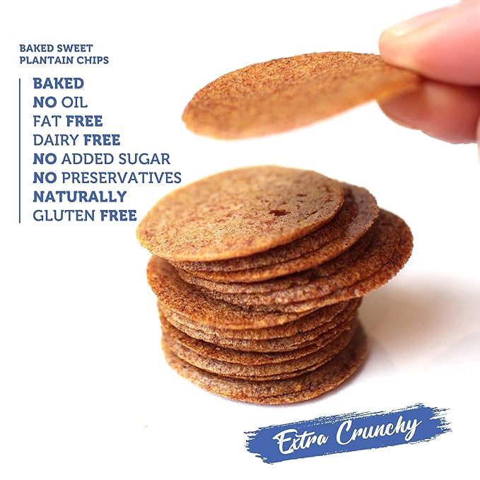 Good Chips Baked Crunchy Sweet Plantain Chips - Crispy, Oil Free, Healthy Maduritos - 0.7 oz - Pack