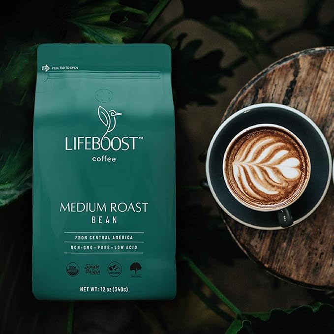 Lifeboost 3 Pack Medium Roast Whole Bean Coffee - Non-GMO Low Acid Single Origin USDA Organic