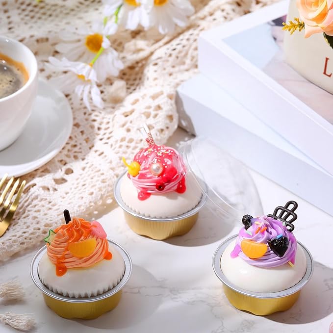 Eaasty 150 Count Baking Cups with Lids, 1.6 oz Muffin Cupcake Liners Aluminum Foil Mini Cake Pans