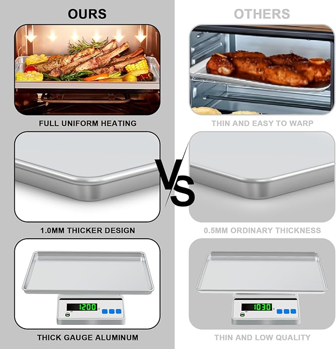24 Inch Baking Sheet Pans with Rack Set, Natural Aluminum Cookie Sheet, Extra Large Commercial