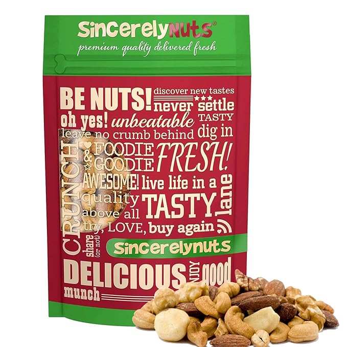 Sincerely Nuts Roasted & Salted Mixed Nuts | Almonds, Cashews, Pecans, Brazil Nuts and Hazelnuts |