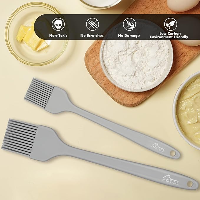 HOTEC Basting Brushes Silicone Heat Resistant Pastry Brushes Spread Oil Butter Sauce Marinades for