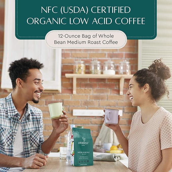 Lifeboost 3 Pack Medium Roast Whole Bean Coffee - Non-GMO Low Acid Single Origin USDA Organic