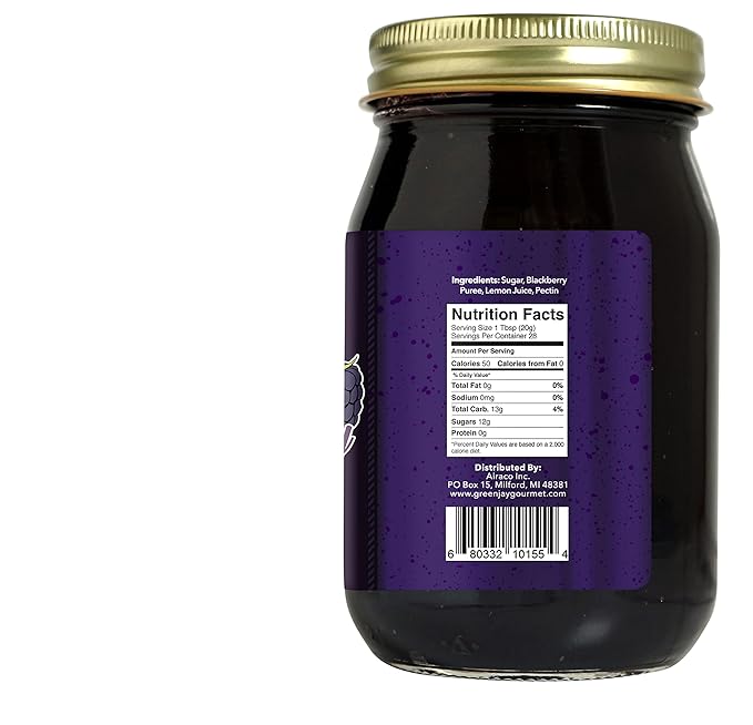 Green Jay Gourmet Seedless Blackberry Jam - All-Natural Fruit Jam with Blackberries & Lemon Juice