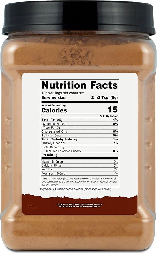 Nutricost Pantry Organic Cocoa Powder (1.5 Pounds Per Bottle) Non GMO, Gluten Free, Vegan, Baking